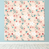 Elegant Bloemen Roze Canvas Afdruk (Insitu (Houten vloer))