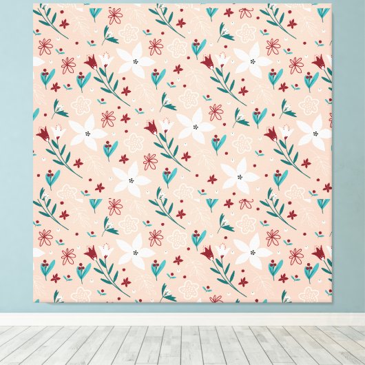 Elegant Bloemen Roze Canvas Afdruk (Insitu (Houten vloer))
