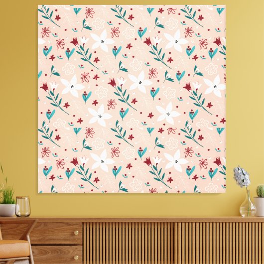 Elegant Bloemen Roze Canvas Afdruk (Insitu (Woonkamer))