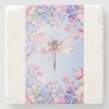 Elegant Bloemen Roze Dragonfly Stone Onderzetter