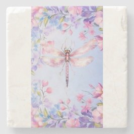 Elegant Bloemen Roze Dragonfly Stone Onderzetter
