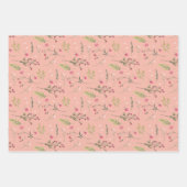 Elegant Bloemen Roze Groen Botanisch Vrijgezellenf Inpakpapier Vel (Voorkant 3)