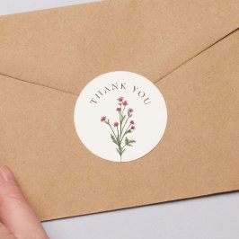 Elegant Bloemen Roze Groen Vrijgezellenfeest Dank  Ronde Sticker