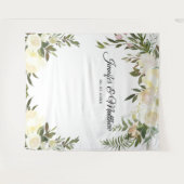 Elegant Bloemen Roze Ivoor Bruiloft FOTO ACHTERKAN Wandkleed (Voorkant (horizontaal))