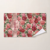 Elegant Bloemen Roze Rose Goud Monogrammed Bad Handdoek (Handdoek)