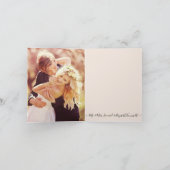 Elegant Bloemen Roze Script Dank u Foto Bedankkaart (Binnen)