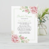 Elegant Bloemen Roze Wit Rose Vrijgezellenfeest Kaart (Staand voorkant)