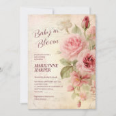 Elegant Bloemen Rozen Baby shower Kaart (Voorkant)