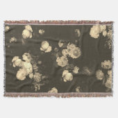 Elegant  Bloemen Rozen Beige Bruin Deken (Voorkant)