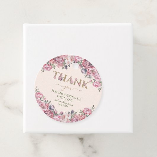Elegant Bloemen Rozen Blush Roze Goud Baby shower Bedankjes Labels (In situ)