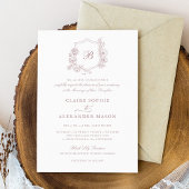 Elegant Bloemen Rozen Crest Bruiloft Monogram Kaart