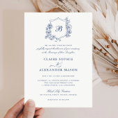 Elegant Bloemen Rozen Crest Bruiloft Monogram Roya Kaart