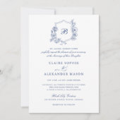 Elegant Bloemen Rozen Crest Bruiloft Monogram Roya Kaart (Voorkant)