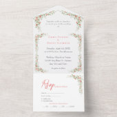 Elegant Bloemen Rozen eenvoudige Script Trouwen All In One Uitnodiging (Binnen)