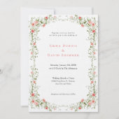 Elegant Bloemen Rozen eenvoudige Script Trouwen Kaart (Voorkant)