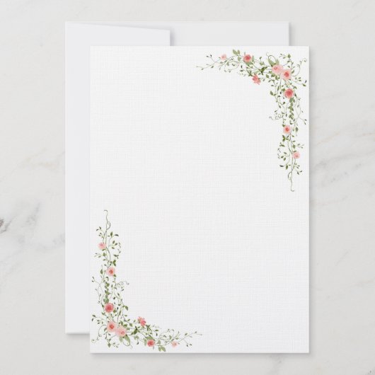 Elegant Bloemen Rozen eenvoudige Script Trouwen Kaart (Achterkant)