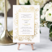 Elegant Bloemen Rozen Lijst Gouden Folie Bruiloft Folie Uitnodiging