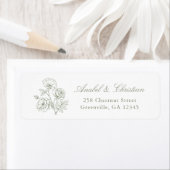 Elegant Bloemen Rozen Sage Bruiloft Retouradres Etiket (Insitu)