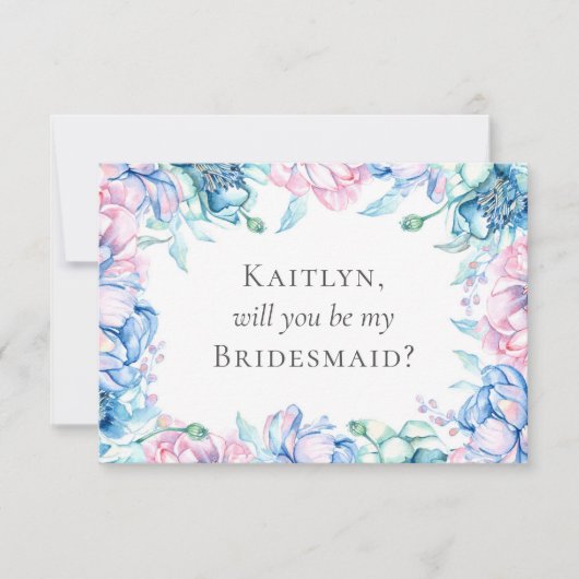 Elegant Bloemen Rustiek Hout Bruids Feestvoorstel Kaart (Voorkant)