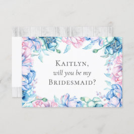 Elegant Bloemen Rustiek Hout Bruids Feestvoorstel Kaart