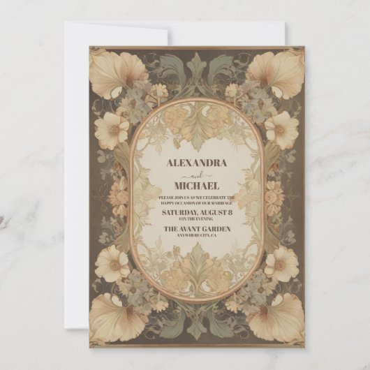 Elegant  Bloemen Salie en Ivoor Bruiloft Kaart (Voorkant)