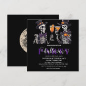 Elegant Bloemen Schedel Volwassen Halloween Party Bedankkaart (Voorkant / Achterkant)