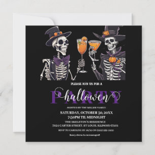 Elegant Bloemen Schedel Volwassen Halloween Party Bedankkaart