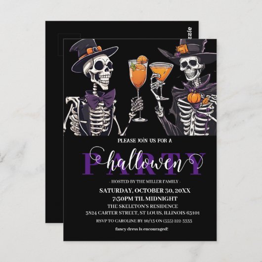 Elegant Bloemen Schedel Volwassen Halloween Party  Briefkaart (Voorkant / Achterkant)