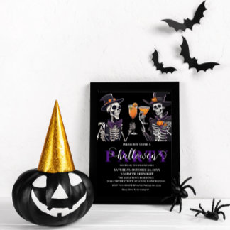 Elegant Bloemen Schedel Volwassen Halloween Party  Kaart