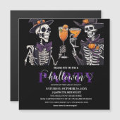 Elegant Bloemen Schedel Volwassen Halloween Party Magnetische Uitnodiging (Voorkant / Achterkant)