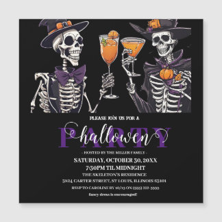 Elegant Bloemen Schedel Volwassen Halloween Party Magnetische Uitnodiging