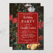 Elegant Bloemen Schilderij Verjaardagsfeestuitnodi Kaart (Voorkant / Achterkant)