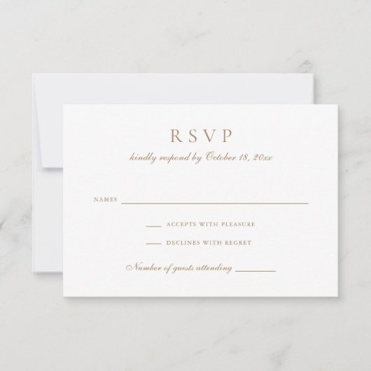  Elegant Bloemen Script Goud Bruiloft RSVP Kaart (Voorkant)