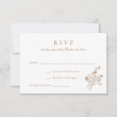 Elegant Bloemen Script Goud Bruiloft RSVP Kaart (Voorkant)