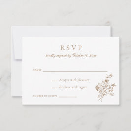  Elegant Bloemen Script Goud Bruiloft RSVP Kaart