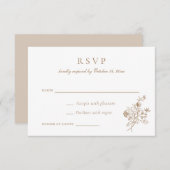  Elegant Bloemen Script Goud Bruiloft RSVP Kaart (Voorkant / Achterkant)