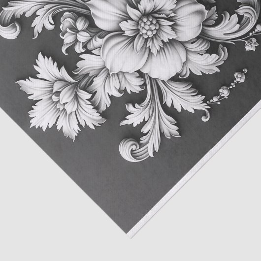 Elegant Bloemen Scrollwork Tissuepapier (Detail)