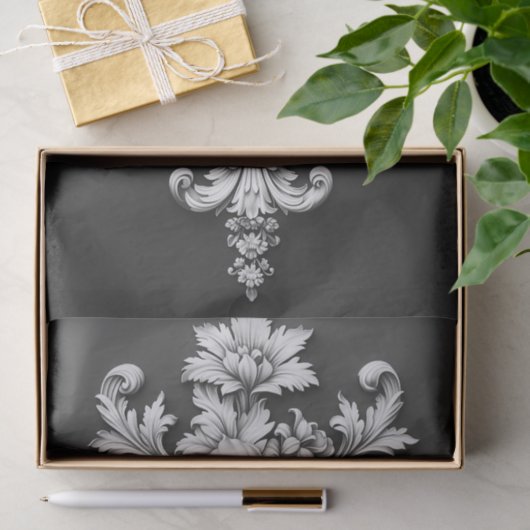 Elegant Bloemen Scrollwork Tissuepapier (Geschenk)