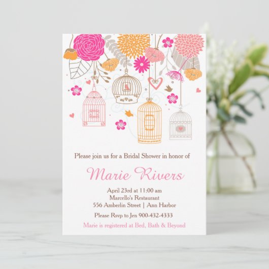 Elegant Bloemen Sinaasappel en Roze Vrijgezellenfe Kaart (Staand voorkant)