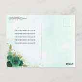Elegant Bloemen Smaragd Groen Glam Goud Quinceañer Briefkaart (Achterkant)