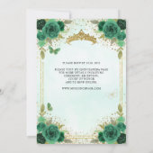 Elegant Bloemen Smaragd Groen Glam Goud Quinceañer Kaart (Achterkant)