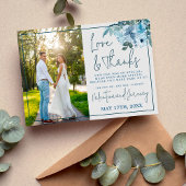 Elegant Bloemen Stoffig Blauw Blauwgroen Dank u Bedankkaart