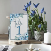 Elegant Bloemen Stoffig Blauw Bruiloft Tafel Numme Kaart