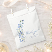Elegant Bloemen Stoffig Blauw Dank u Bedankzakje (Geknipt)
