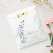 Elegant Bloemen Stoffig Blauw Dank u Bedankzakje (Gezegeld)