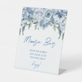 Elegant Bloemen Stoffig Blauw Mimosa Bar Vrijgezel Reclamebord Met Voetstuk (Voorkant)