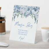 Elegant Bloemen Stoffig Blauw Mimosa Bar Vrijgezel Reclamebord Met Voetstuk (Insitu)