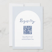 Elegant Bloemen Stoffig Blauw QR Code Vrijgezellen Kaart (Achterkant)