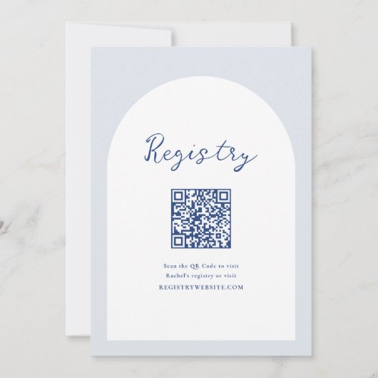 Elegant Bloemen Stoffig Blauw QR Code Vrijgezellen Kaart (Achterkant)
