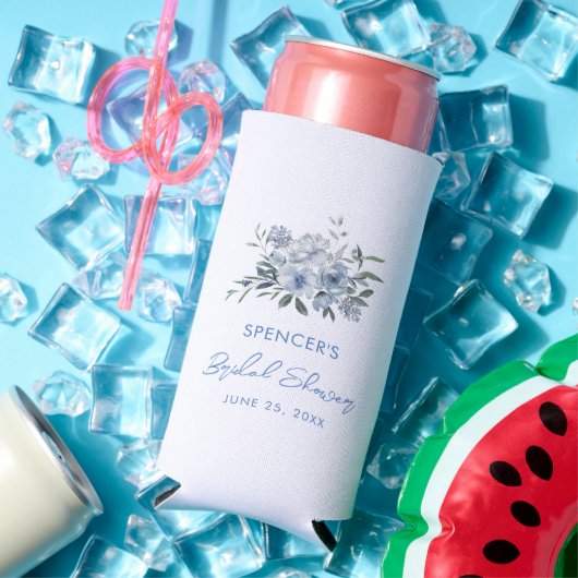 Elegant Bloemen Stoffig Blauw Vrijgezellenfeest Fa Seltzer Blikjeskoeler (Insitu Zomer)